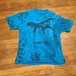 Vintage Whale Allover Print T-Shirt
